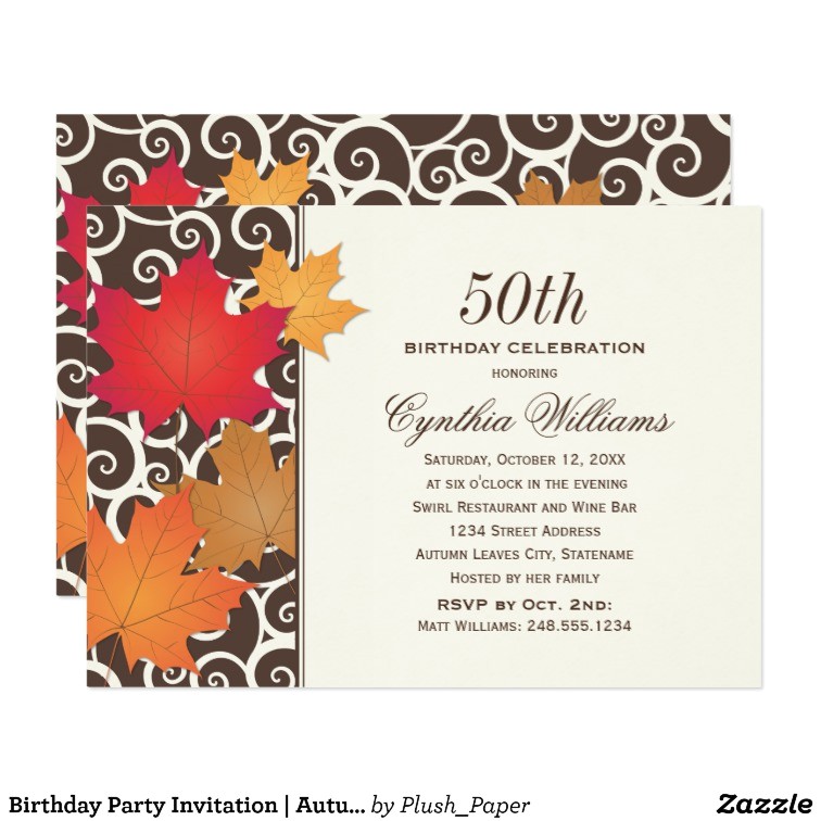 Fall themed Birthday Party Invitations Birthday Party Invitation Autumn Fall theme Zazzle Fall themed Birthday Party Invitations Birthday Party Invitation Autumn Fall theme Zazzle