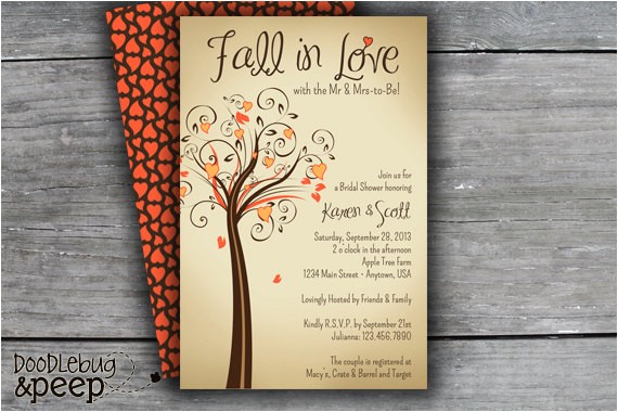 Fall themed Bridal Shower Invitations Autumn Fall theme Wedding & Shower Ideas