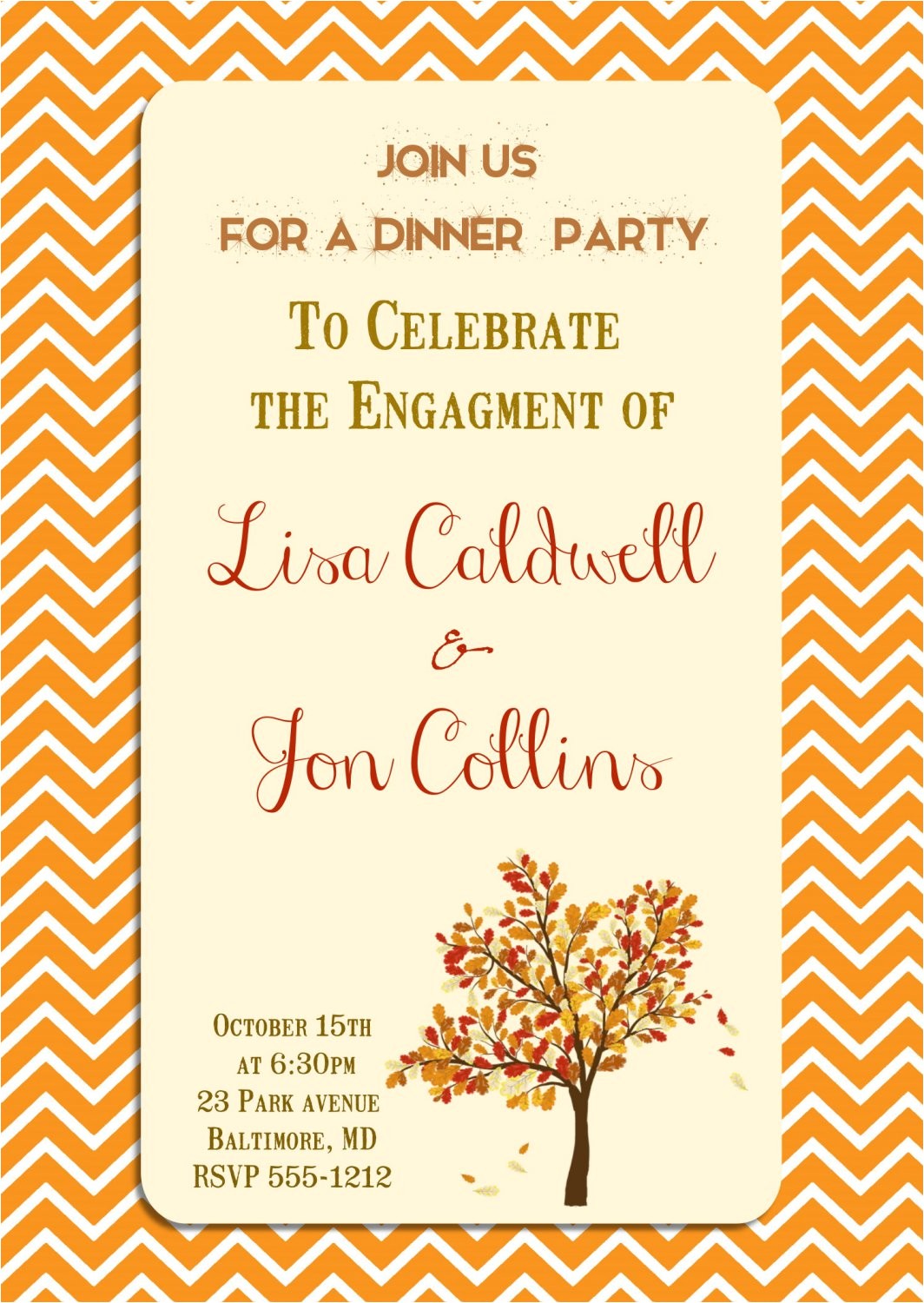 Fall themed Engagement Party Invitations Engagement Party Invitation Autumn themed Engagement
