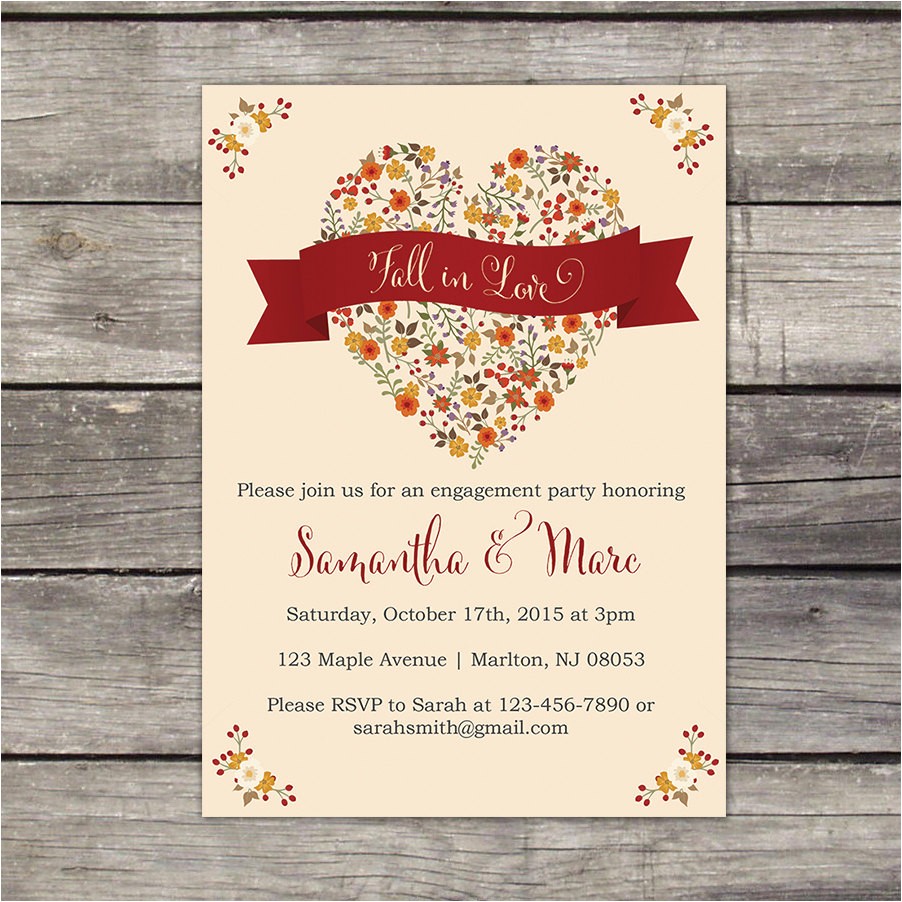 Fall themed Engagement Party Invitations Fall Engagement Party Invitations Invitation Librarry