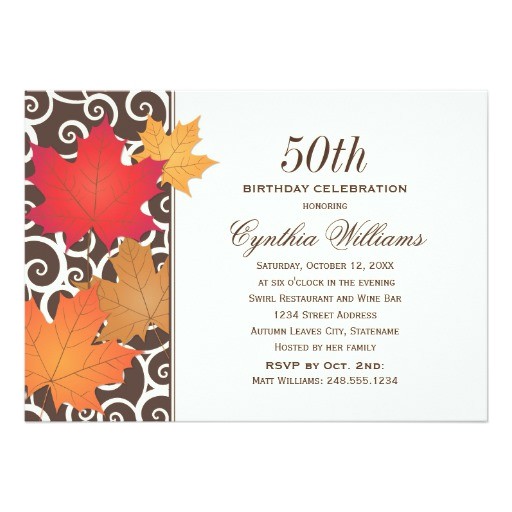 Fall themed Party Invitations Birthday Party Invitation Autumn Fall theme Zazzle