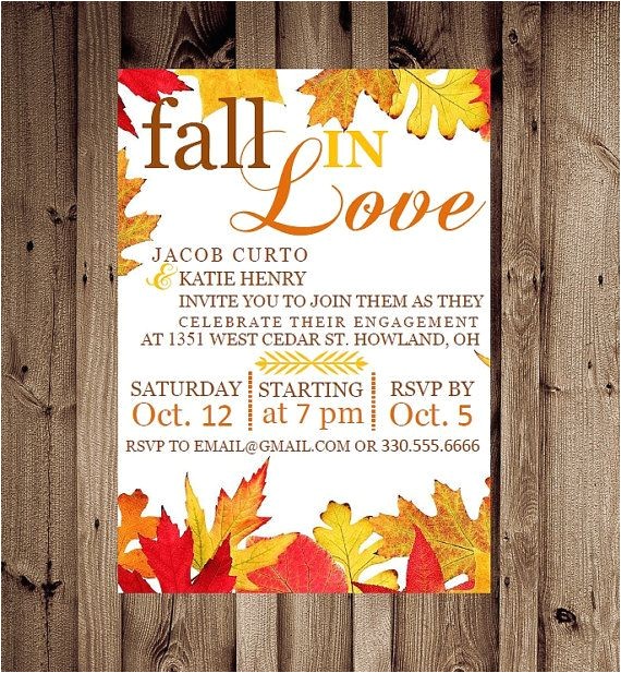 Fall themed Party Invitations Fall Engagement Party Invitations Oxsvitation Com
