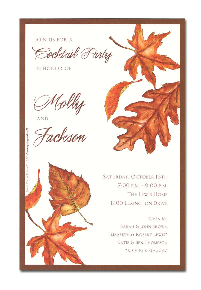Fall themed Party Invitations Fall Invitations