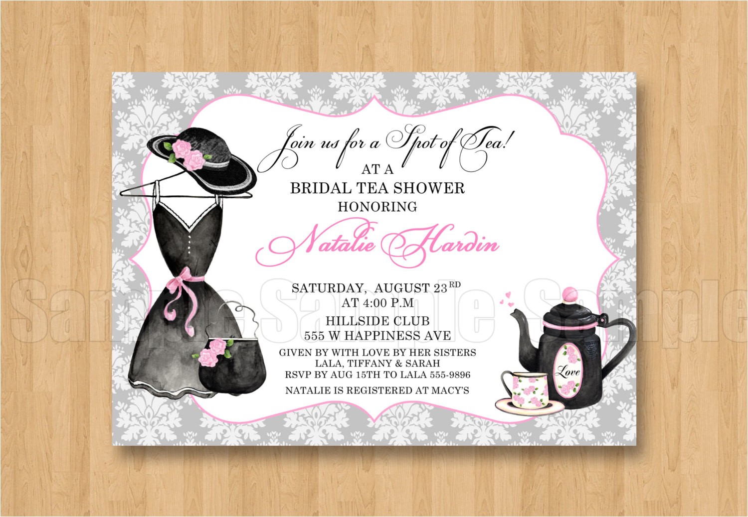 Fancy Hat Bridal Shower Invitations Tea Fancy Hat Dress Birthday Bridal Shower Personalized