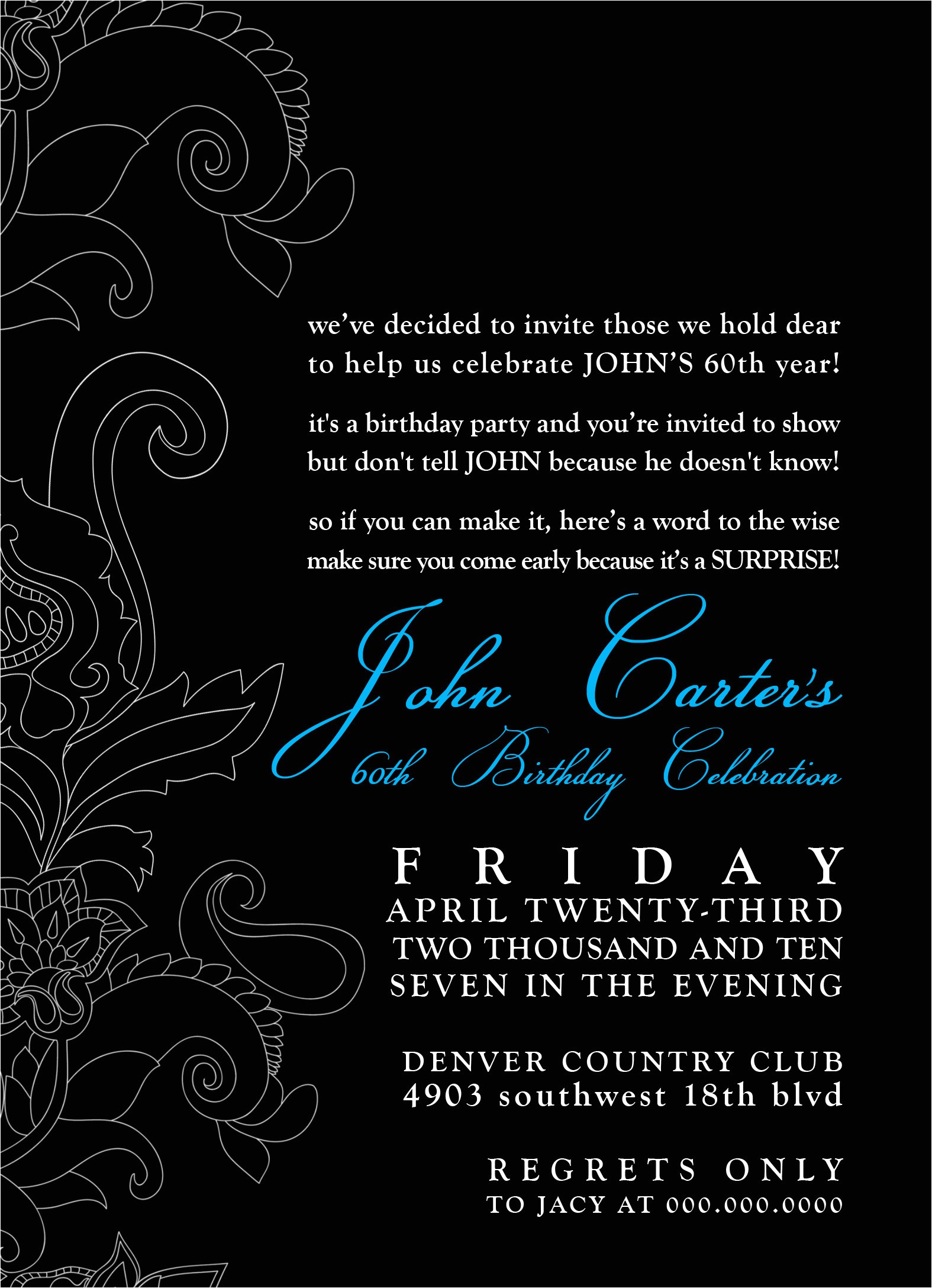 Father S 60th Birthday Invitation Wording Invitations M Press