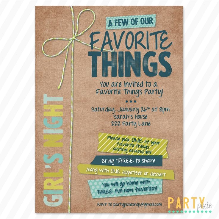 Favorite Things Birthday Party Invitation Favorite Things Party Invite