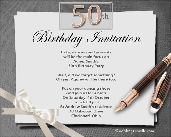 Fifty Birthday Invitation Wording 50th Birthday Invitation Wording Samples Wordings and