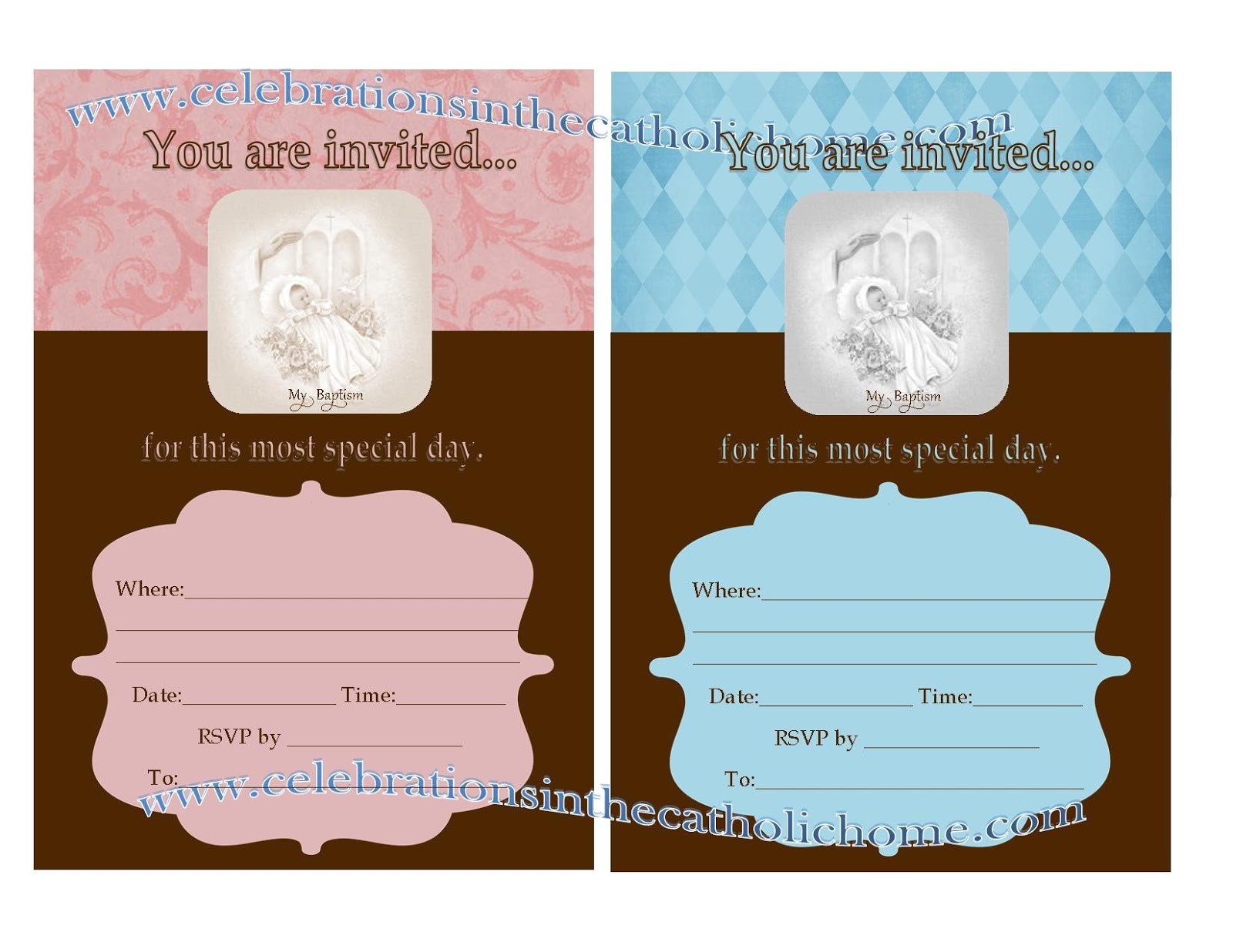 Fill In Baptism Invitations Celebrations In the Catholic Home Printable Fill In
