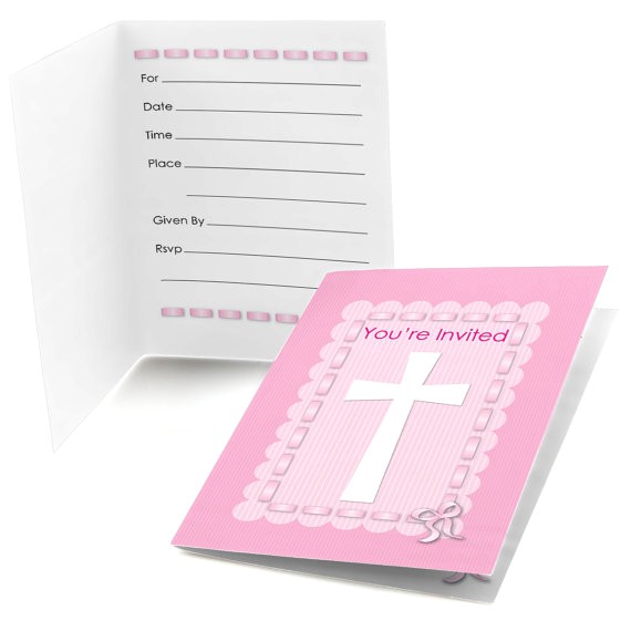 Fill In Baptism Invitations Delicate Pink Cross Baptism Fill In Invitations Baby