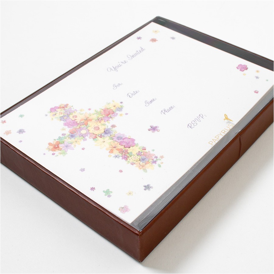 Fill In Baptism Invitations Flower Cross Fill In Invites