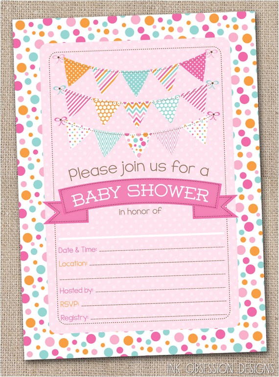 Fillable Baby Shower Invitations Fill In Baby Shower Invitations Polka Dotty by