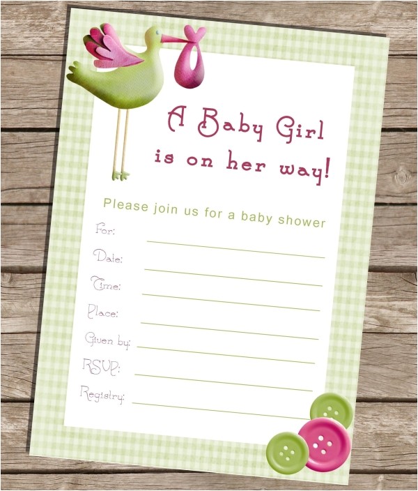 Fillable Baby Shower Invitations Fillable Baby Shower Invitation Girl Invitations