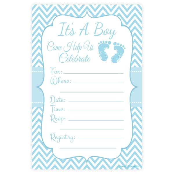 Filling Out Baby Shower Invitations Blue Feet Boy Baby Shower Fill In Invitations
