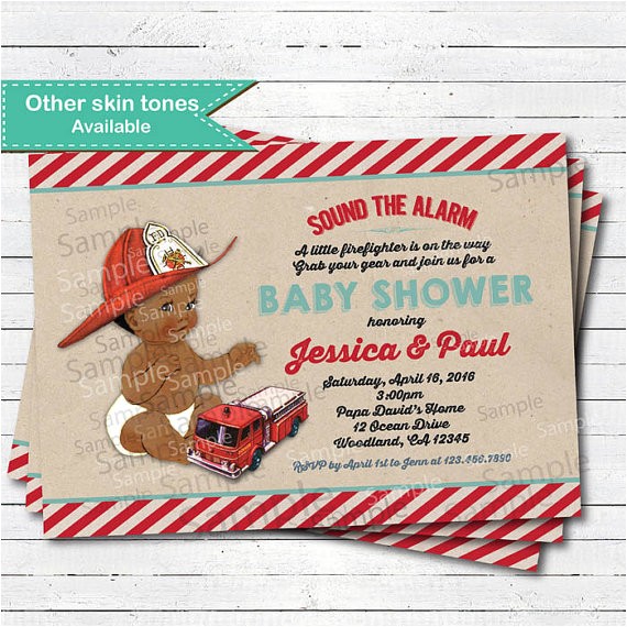 Firefighter Baby Shower Invitations Firefighter Baby Shower Invitation Vintage African American