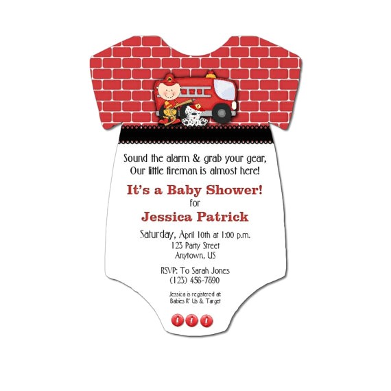 Firefighter Baby Shower Invitations Items Similar to Fireman Baby Boy E Piece Baby Shower