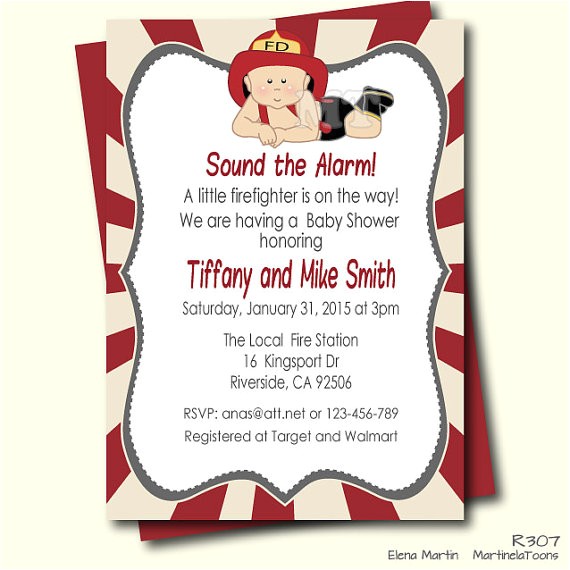 Firefighter themed Baby Shower Invitations Firefighter Baby Shower Invitation Fireman Baby Shower
