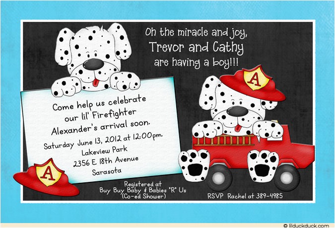 Firefighter themed Baby Shower Invitations Firefighter Baby Shower Invitations