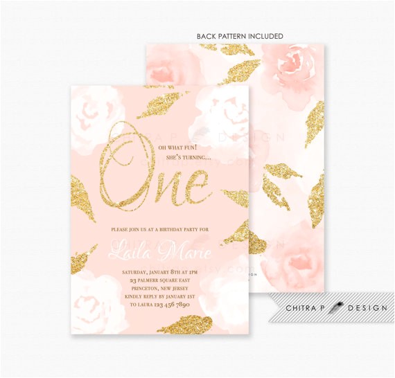 First Birthday Brunch Invitations Girl First Birthday Invitations Printed Pink Gold First Birthday Brunch Invitations Girl First Birthday Invitations Printed Pink Gold