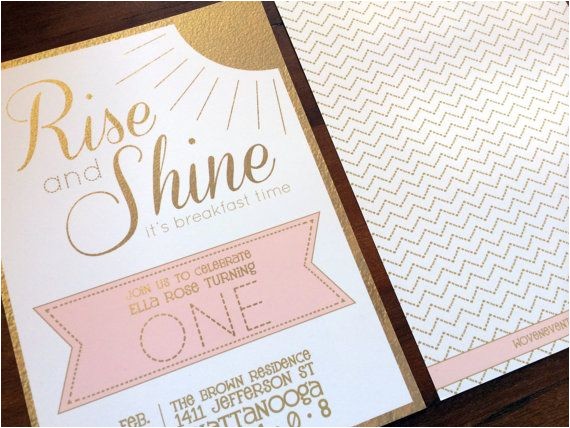 First Birthday Brunch Invitations Pink and Gold Birthday Invitation Breakfast themed First Birthday Brunch Invitations Pink and Gold Birthday Invitation Breakfast themed