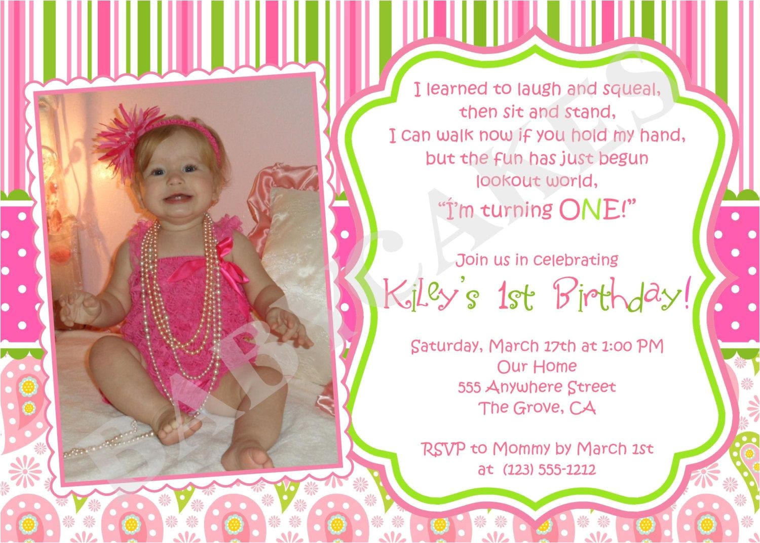 First Birthday Invitation Card Matter 1st Birthday Girl themes