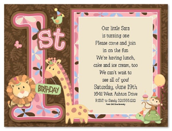 First Birthday Invitation Card Matter First Birthday Invitation Wording and 1st Birthday