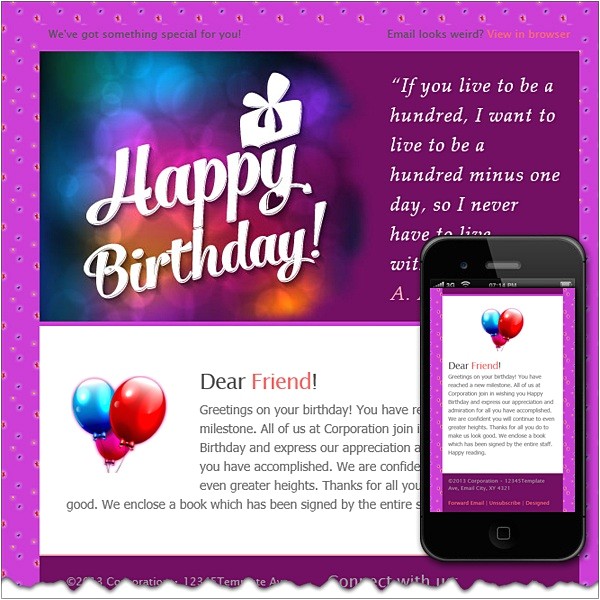 First Birthday Invitation Email Happy Birthday Email Template Birthday 01 First Birthday