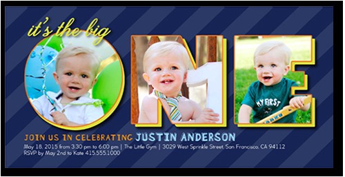 First Birthday Invitation Frames One Collage Boy 4×8 Photo Card Birthday Invitations