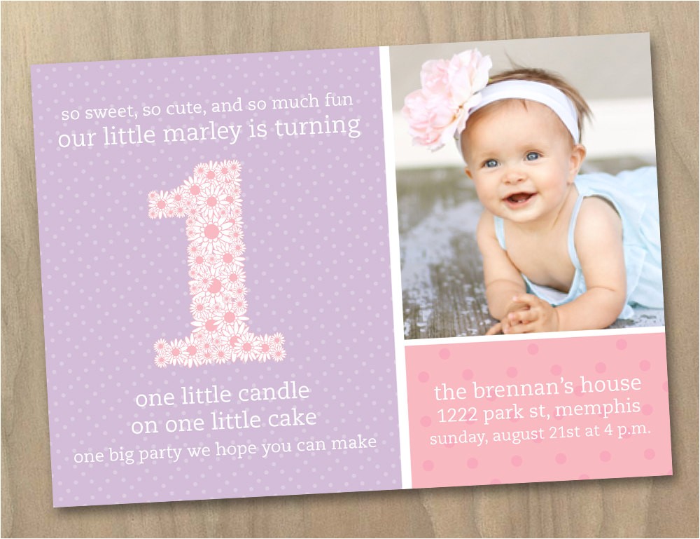 First Birthday Invitation Wordings by Baby Baby Girl First 1st Birthday Photo Invitation Pink and
