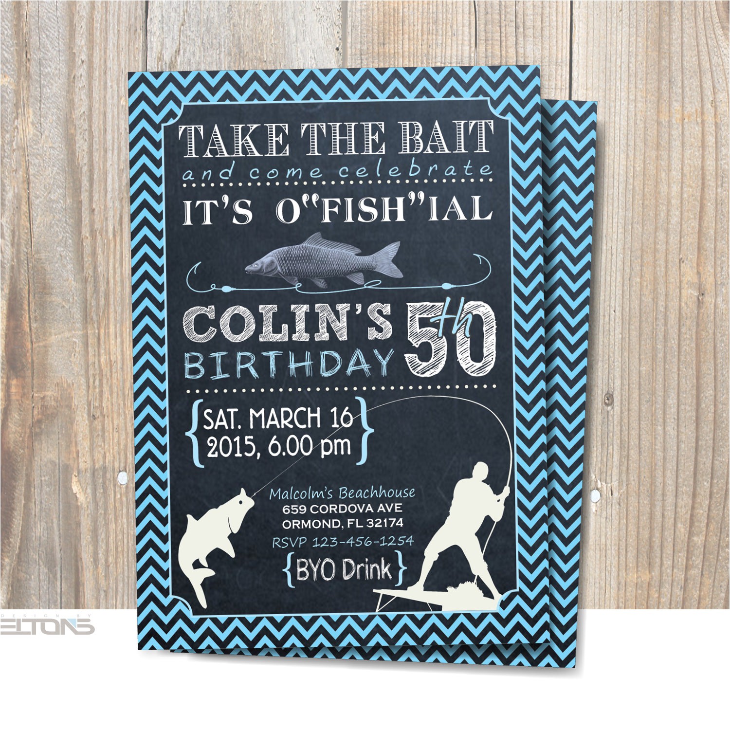 Fish themed Birthday Party Invitations Fishing Birthday Party Invitation Printable 30th 40th
