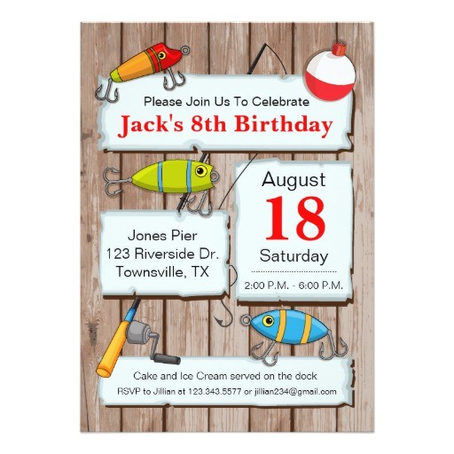 Fish themed Birthday Party Invitations Fishing theme Party Invitation Zazzle