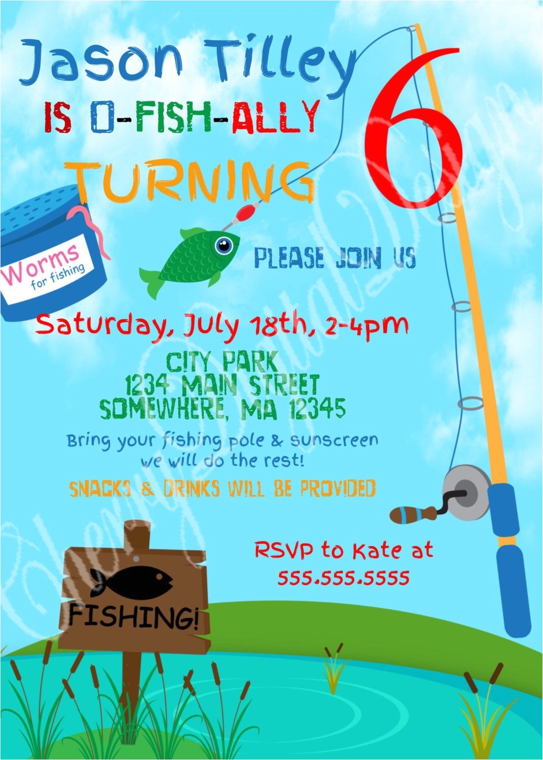 Fish themed Birthday Party Invitations Printable Fishing themed Birthday Invitation Gone Fishing