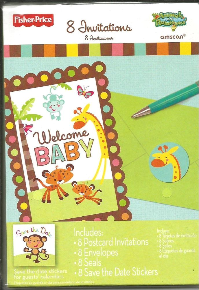 Fisher Price Baby Shower Invitations Fisher Price Animals Of the Rainforest Baby Shower