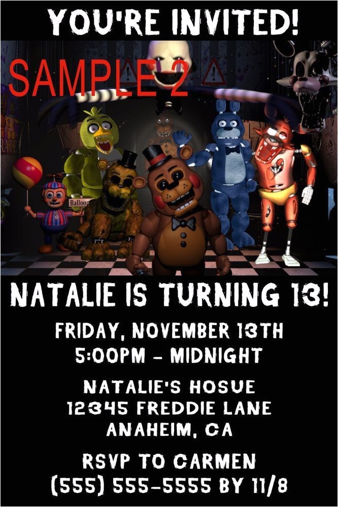 Five Nights at Freddy S Birthday Invitation Template 10 Five Nights at Freddy 39 S Birthday Invitations