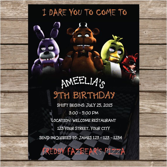 Five Nights at Freddy S Birthday Invitation Template Five Nights at Freddy 39 S Invitation Five Nights by