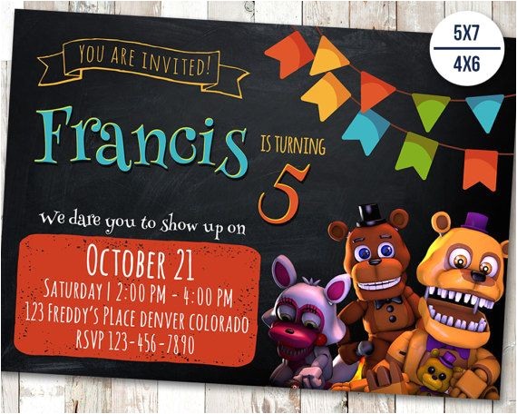 Five Nights at Freddy S Birthday Invitation Template Five Nights at Freddy 39 S Invitation Five Nights Freddy 39 S