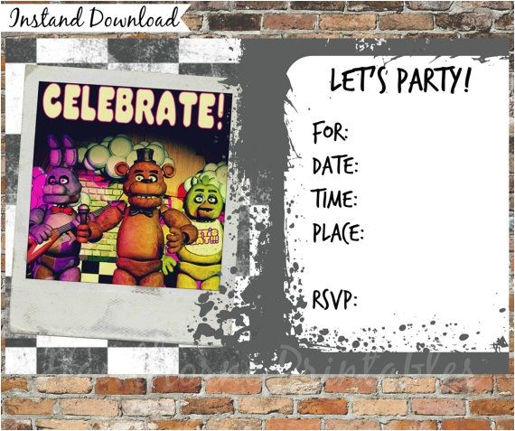 Five Nights at Freddy S Birthday Invitation Template Five Nights at Freddy 39 S Invitations and by