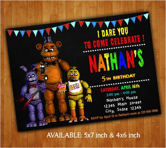 Five Nights at Freddy S Birthday Invitation Template Five Nights at Freddy 39 S Invitations Five Nights at
