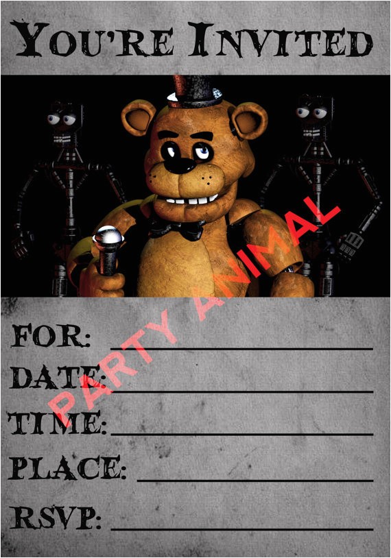Five Nights at Freddy S Birthday Invitation Template Five Nights at Freddy 39 S Party Invitation Instant Download