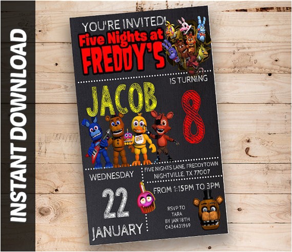 Five Nights at Freddy S Birthday Invitation Template Fnaf Invitations Five Nights at Freddy 39 S Invitations
