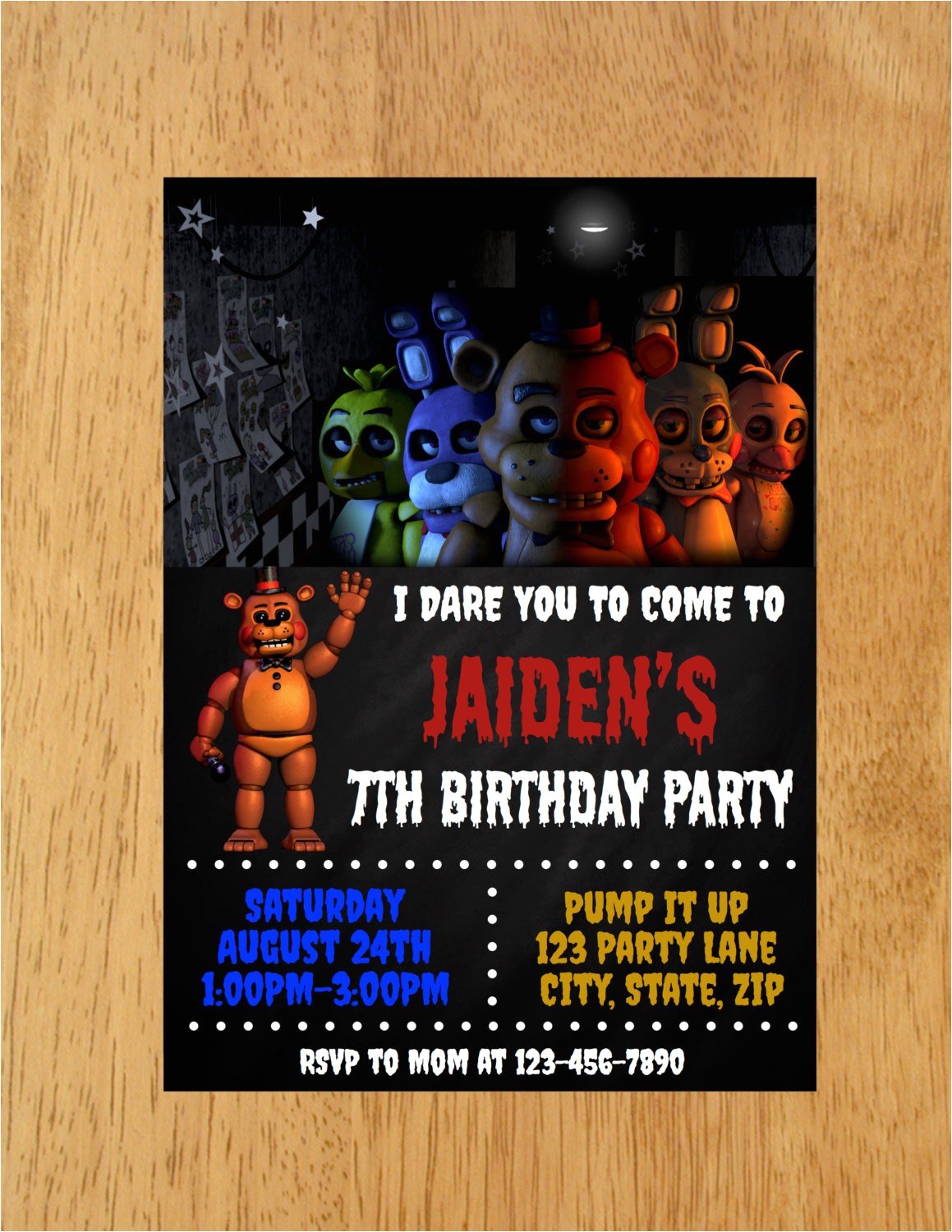 Five Nights at Freddy S Birthday Invitations Five Nights at Freddy S Birthday Party Invitation by