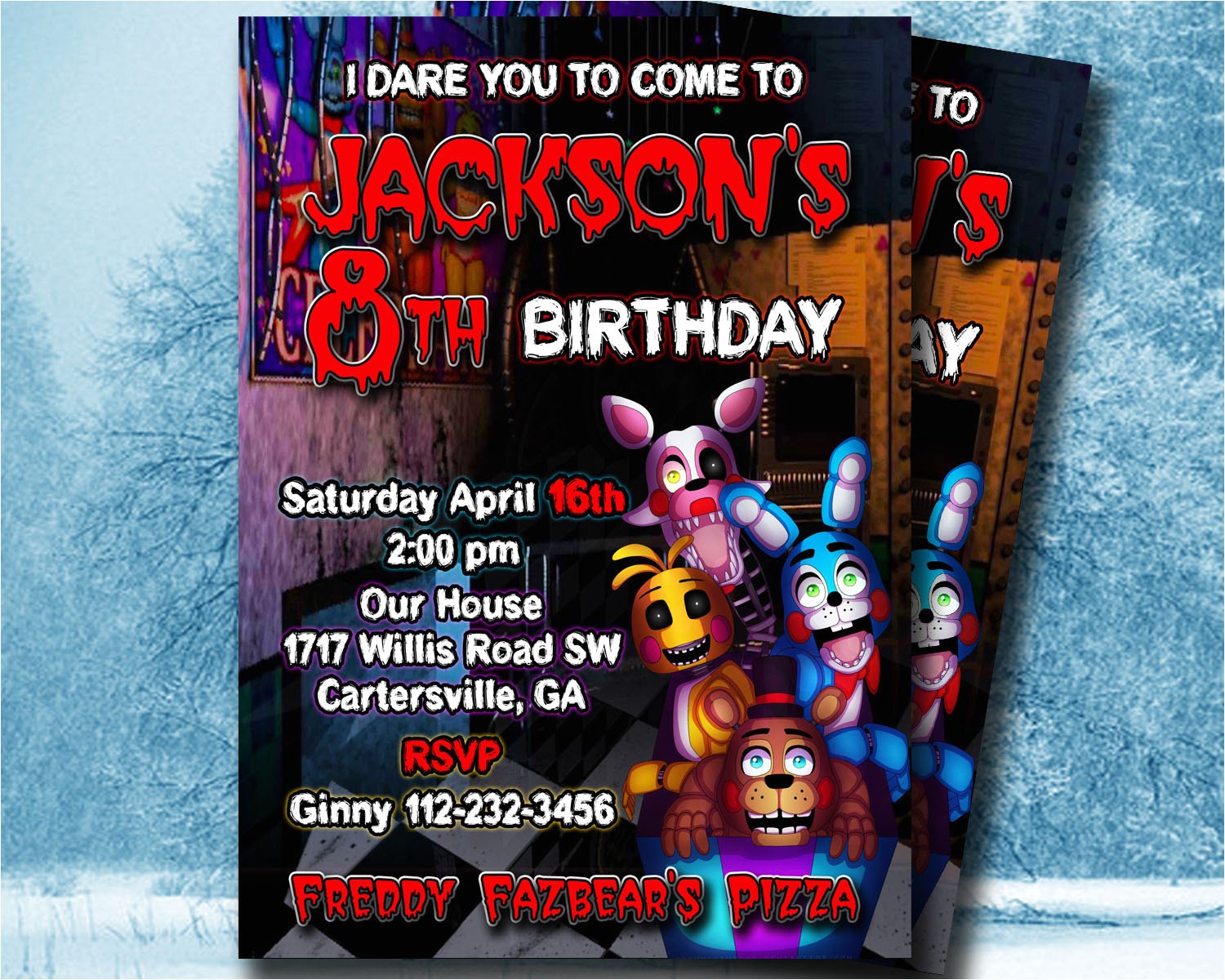 Five Nights at Freddy S Birthday Invitations Five Nights at Freddy S Invitation 5 Nights at by
