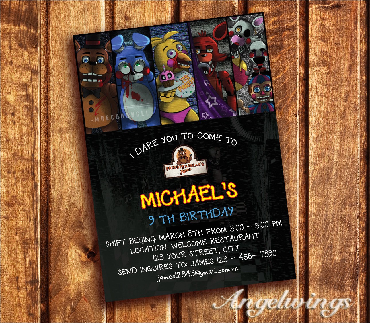 Five Nights at Freddy S Birthday Invitations Five Nights at Freddy S Invitation Five Nights by