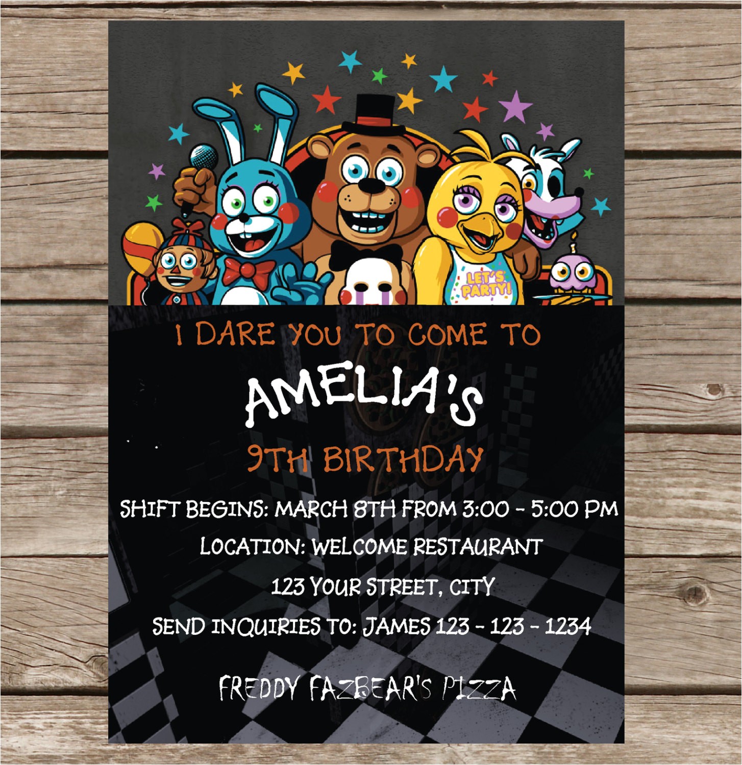 Five Nights at Freddy S Birthday Invitations Five Nights at Freddy S Invitation Five Nights by