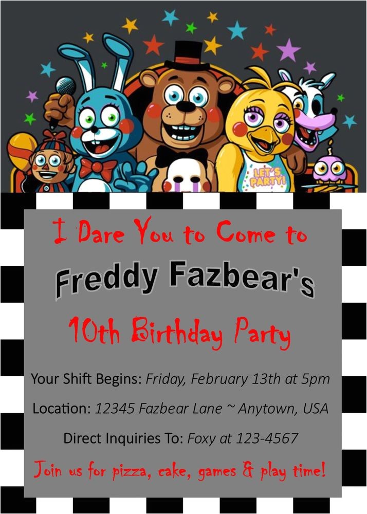 Five Nights at Freddy S Birthday Party Invitations 77 Best Fnaf Birthday Images On Pinterest Birthdays