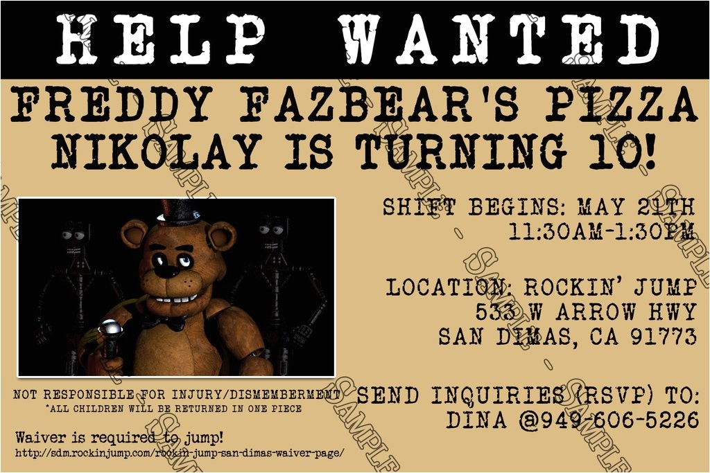 Five Nights at Freddy S Birthday Party Invitations Novel Concept Designs Five Nights at Freddy 39 S Video Game