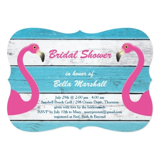 Flamingo Bridal Shower Invitations Blue White Flamingo Bridal Shower Invitation Zazzle