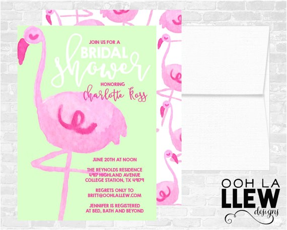 Flamingo Bridal Shower Invitations Flamingo Bridal Shower Invitation by Oohlallew On Etsy