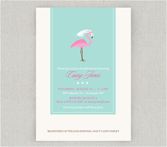Flamingo Bridal Shower Invitations Flamingo Bridal Shower Invitation by Twopoochpaperie On Etsy