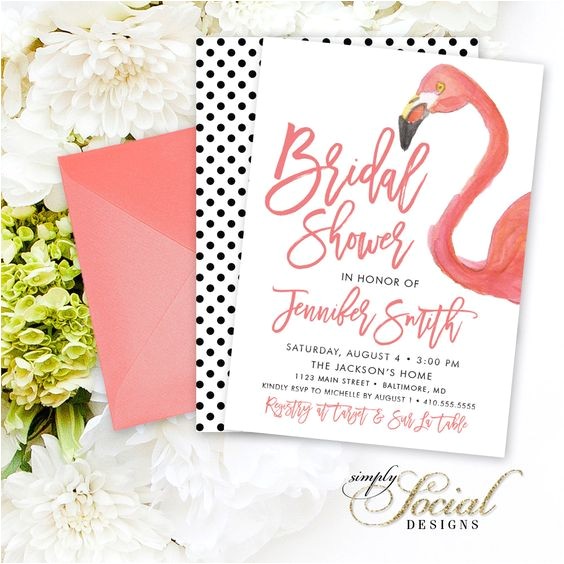 Flamingo Bridal Shower Invitations Flamingo Bridal Shower Invitation Watercolor Flamingo