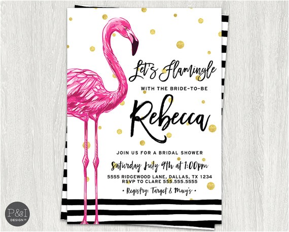 Flamingo Bridal Shower Invitations Let 39 S Flamingle Flamingo Bridal Shower by Paperandinkdesignco